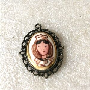 Antique porcelain cameo pendent